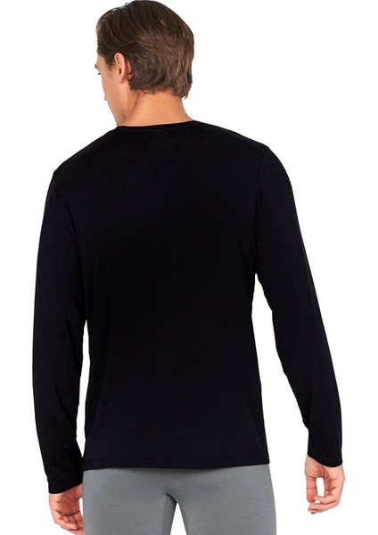 Melek Şeytan Bisiklet Yaka Siyah Uzun Kollu Penye Erkek T-Shirt fiyatları