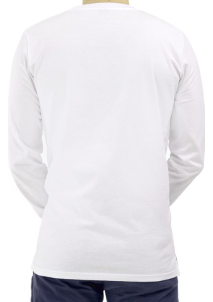 Yakışıklı Basketci Bisiklet Yaka Beyaz Uzun Kollu Penye Erkek T-Shirt fiyatları