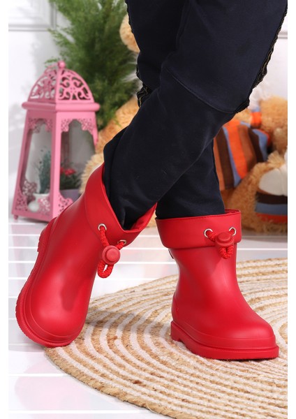W10257 Bimbi Euri Kız/erkek Çocuk Su Geçirmez Yağmur Kar Çizmesi Kırmızı