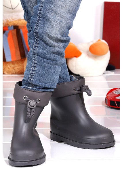 W10257 Bimbi Euri Kız/erkek Çocuk Su Geçirmez Yağmur Kar Çizmesi Gri