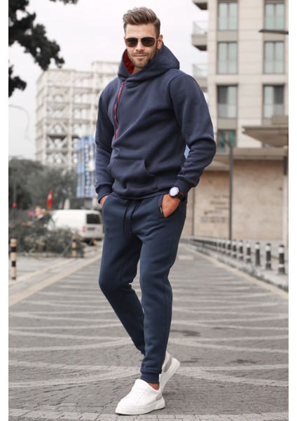 Lacivert Erkek Eşofman Takımı 5634 – %85 Pamuk %15 Polyester, Rahat Kesim, Spor ve Günlük Kullanım İçin, Dört Mevsim