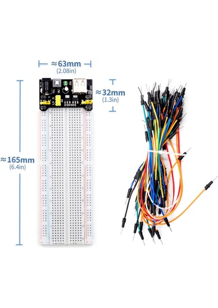MB-102 Breadboard + 65 Parça Kablo Seti + Breadboard Güç Kaynağı
