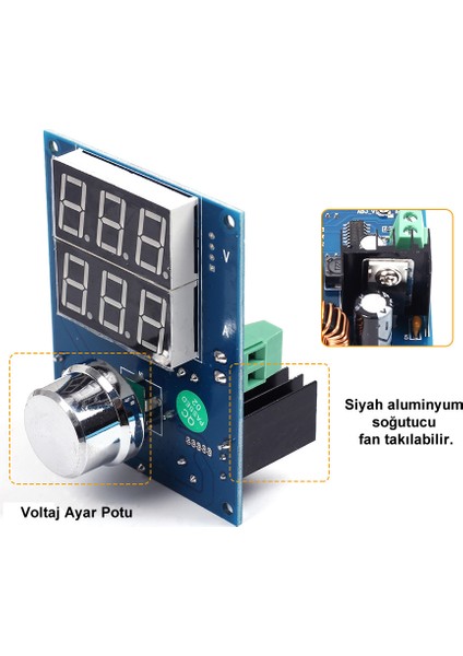 XL4016 Ayarlarnabilir Güç Kaynağı Voltaj Düşürücü Step-Down