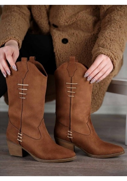 Süet Taba Sivri Burun Kadın Kovboy Bot fırsatları