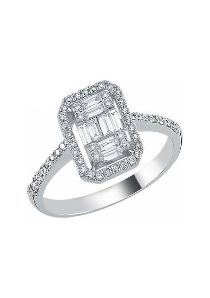 0.80CT Pırlanta Baget Yüzük fiyatları
