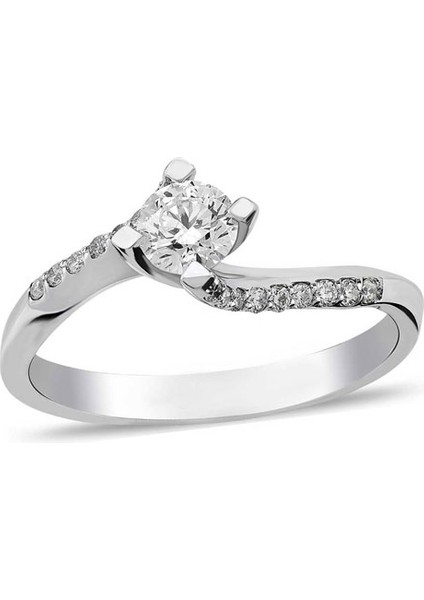 0.45CT Pırlanta Kolları Taşlı Tektaş Yüzük