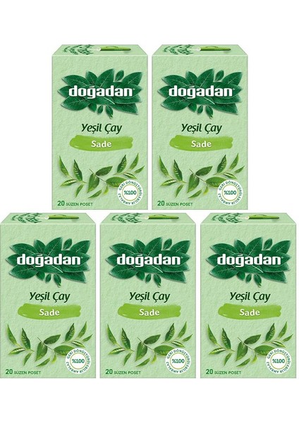 Yeşil Çay Sade 20'li x 5 Adet