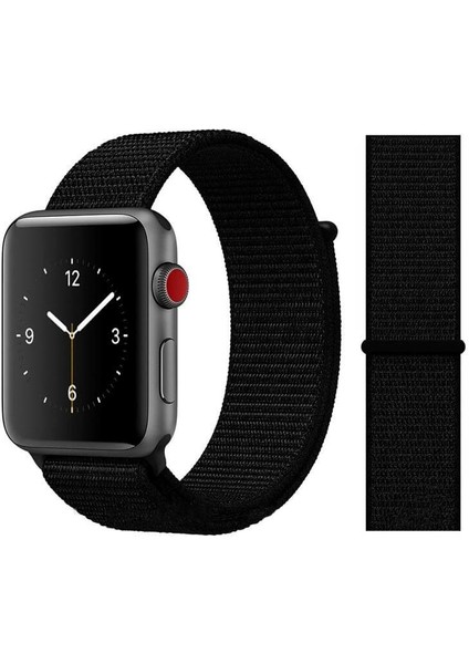 Apple Watch 3 4 5 Uyumlu 42 mm Dark Black Siyah Nike Spor Loop Model Kordon Örme