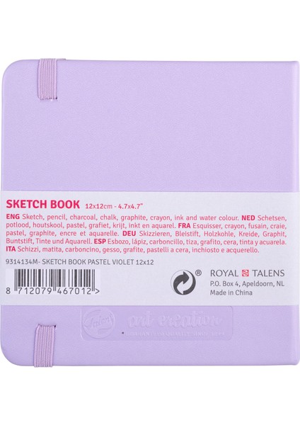 Sketchbook Sert Kapak Eskiz Çizim Defteri 12 x 12 cm 140 gr 80 Yp Pastel Lila