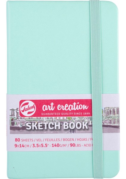 Sketchbook Sert Kapak Eskiz Çizim Defteri 9 x 14 cm 140 gr 80 Yp Pastel Mint Yeşili