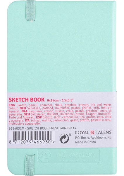 Sketchbook Sert Kapak Eskiz Çizim Defteri 9 x 14 cm 140 gr 80 Yp Pastel Mint Yeşili