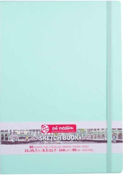 Sketchbook Sert Kapak Eskiz Çizim Defteri 21 x 30 cm 140 gr 80 Yp Pastel Mint Yeşili