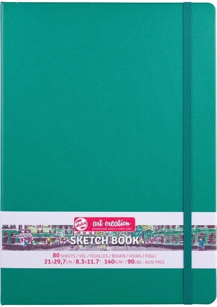 Sketchbook Sert Kapak Eskiz Çizim Defteri 21 x 30 cm 140 gr 80 Yp Forest Green
