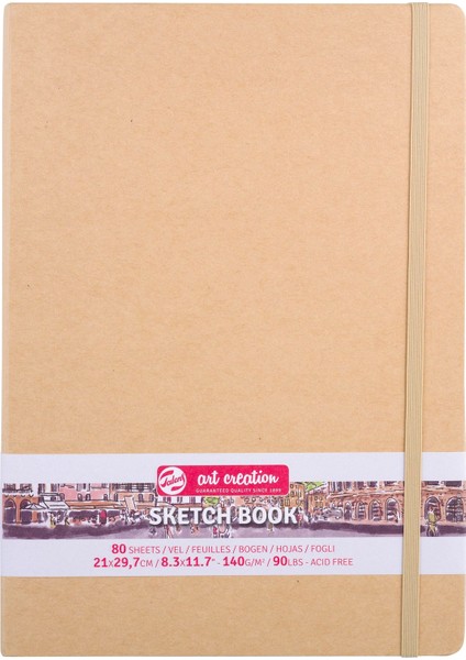 Sketchbook Sert Kapak Eskiz Çizim Defteri 21 x 30 cm 140 gr 80 Yp Kraft Yellow