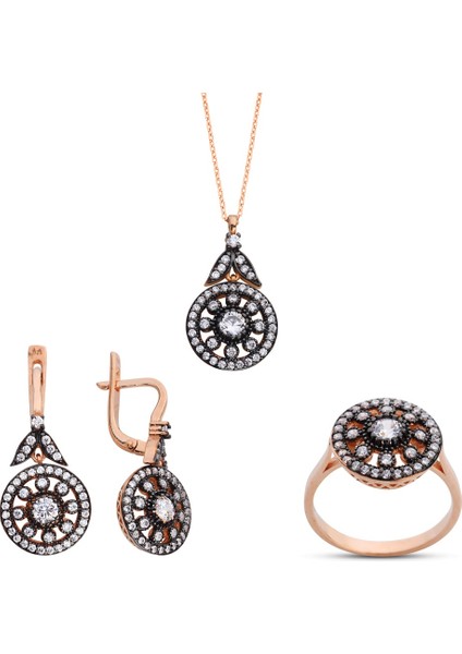 Gül Elmas Montür Rose Gümüş Set GMS140