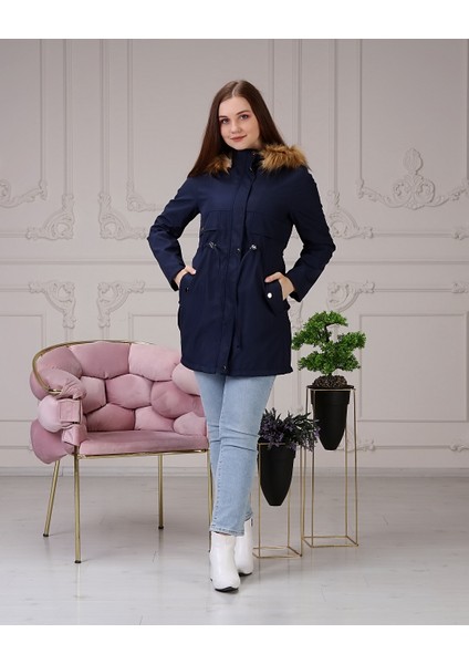 Lacivert Içi Kürkü ve Su Geçirmez Bayan Kışlık Mont&kaban fırsatları