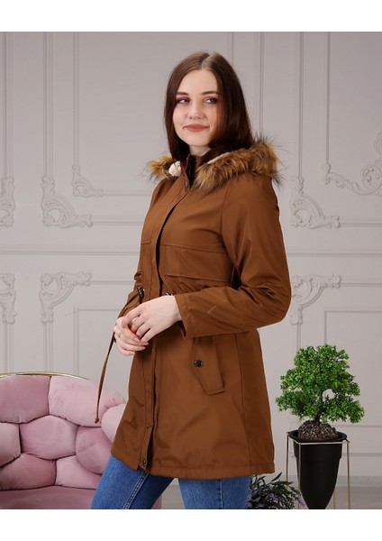Taba Içi Kürkü ve Su Geçirmez Bayan Kışlık Mont&kaban