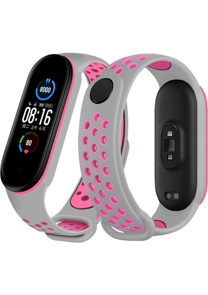 Xiaomi Band 6 Için Delikli ve Nefes Silikon Kayışı Pembe (Yurt Dışından)