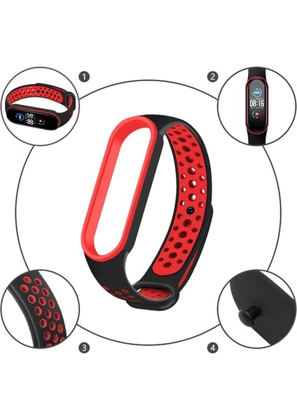 Xiaomi Band 6 Için Delikli ve Nefes Silikon Kayışı Kırmızı (Yurt Dışından) indirimleri