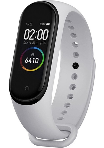 Xiaomi Band Için Saf Renk Silikon Kayışı 6 Açık Gri (Yurt Dışından)