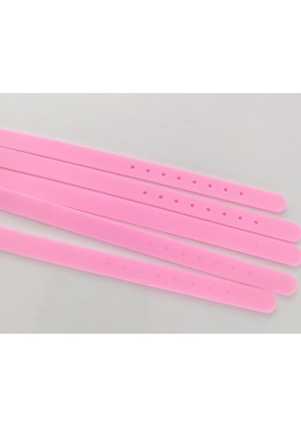 Bileklik 5 li Silikon Pembe 08 mm Ayarlanabilir Charm Takılabilen Bileklik