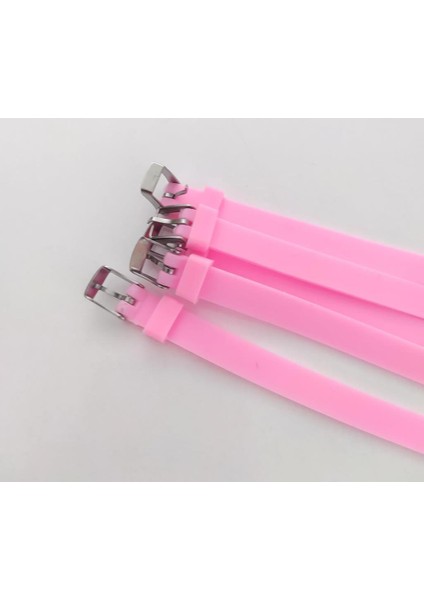Bileklik 5 li Silikon Pembe 08 mm Ayarlanabilir Charm Takılabilen Bileklik
