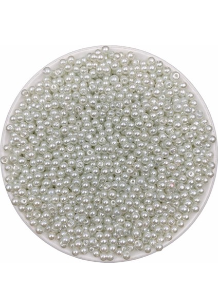 50 Gr 4mm Beyaz Cam Inci Boncuk ,takı Yapım Boncuğu (50gr,~550 Adet Boncuk