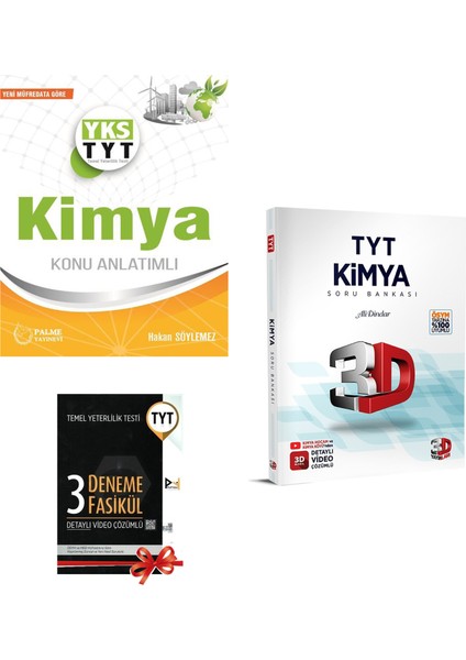 2022 TYT Kimya Konu Anlatımı ve 3D Yayınları Kimya Soru Bankası - 3 Deneme