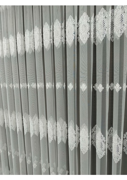 Yeni Sezon Borelli Desen Ağır Işlemeli Tok Tül Perde 1 x 2.5 Orta Pileli fırsatları