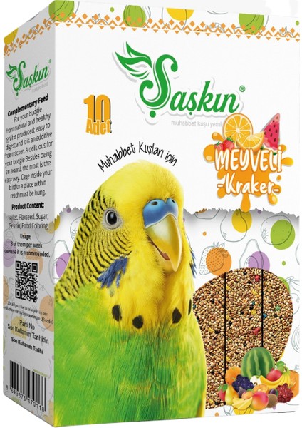 Şaşkın Muhabbet Kuşu Meyveli Kraker-2 Paket-20 Adet