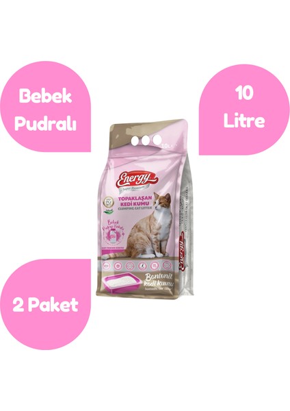 Topaklaşan Kedi Kumu Bebek Pudrası Kokulu-10 Lt-2 Adet fiyatları