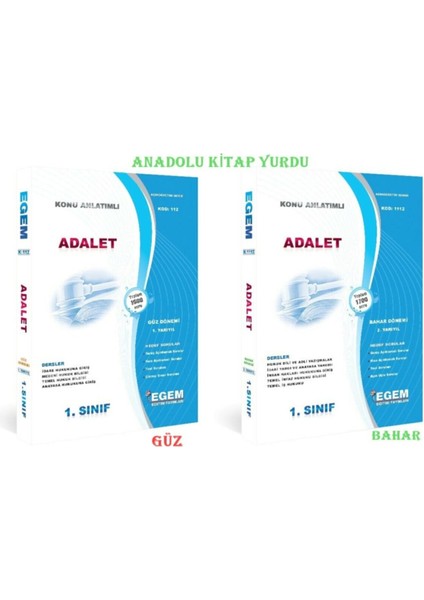 Adalet Konu Anlatımlı Çözümlü. Soru Bankası 1 ve 2yarıyıl Güz ve Bahar