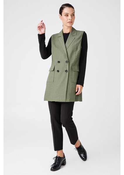 Keten Kruvaze Yelek Haki fiyatları