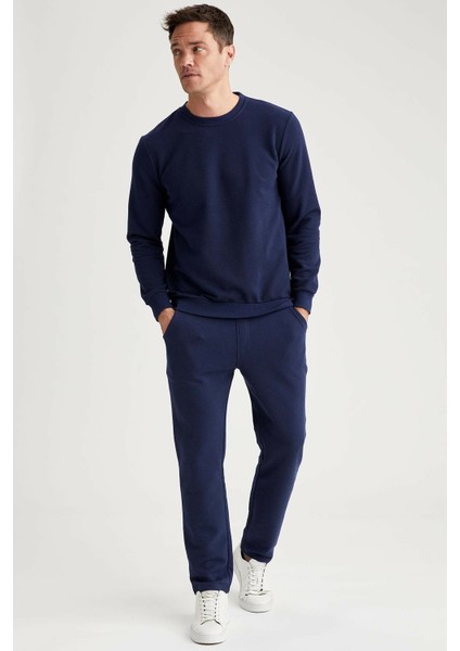 Erkek Lacivert Bisiklet Yaka Regular Fit Sweatshirt