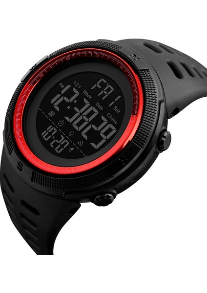 Skmeı 1251 50M Su Geçirmez Spor Watch Dijital Izle (Siyah Kırmızı) (Yurt Dışından)