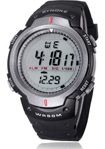 Erkekler Için Synoke 61576 Hayat Su Geçirmez LED Spor Izle (Gri) (Yurt Dışından)