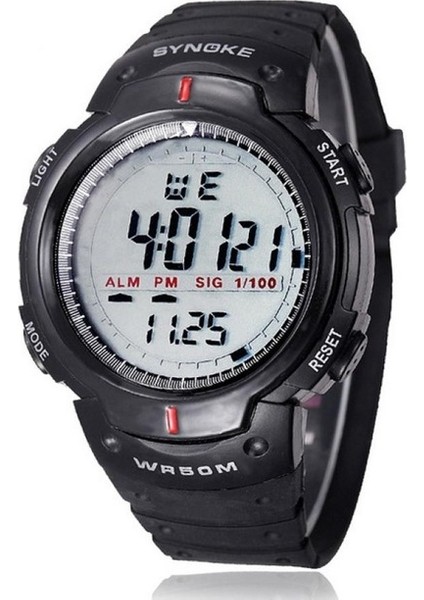 Erkekler Için Synoke 61576 Hayat Su Geçirmez LED Spor Izle (Siyah) (Yurt Dışından)