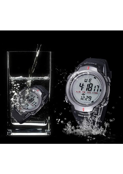 Erkekler Için Synoke 61576 Hayat Su Geçirmez LED Spor Izle (Siyah) (Yurt Dışından)