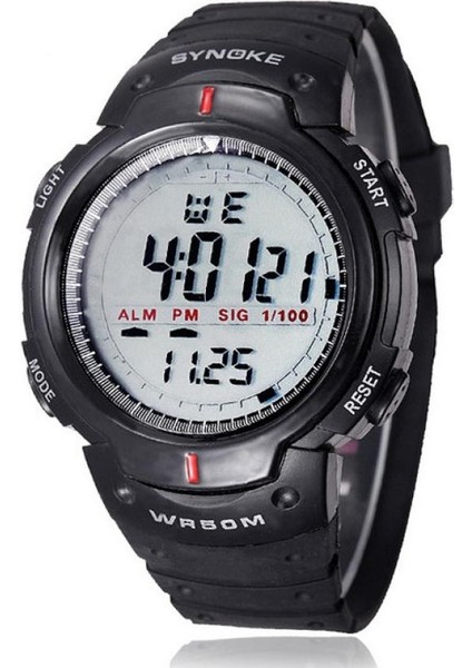 Erkekler Için Synoke 61576 Hayat Su Geçirmez LED Spor Izle (Siyah) (Yurt Dışından)