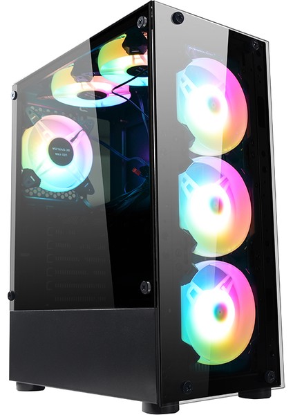 Glass 6X120MM RGB Kontrolcü ve Kumandalı Fanlı Oyuncu Kasası 6X120MM - Boş Kasa modelleri