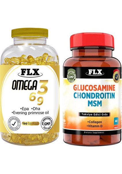 Omega 3-6-9 180 Softgel & Flx Glukozamine Vitamin D 60 Tablet