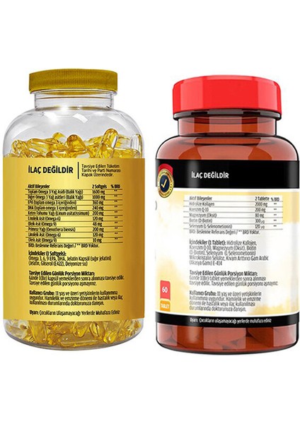 Omega 3-6-9 180 Softgel & Flx Glukozamine Vitamin D 60 Tablet fiyatları
