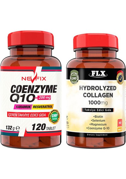 Nevfix Coenzyme Q10 200 Mg 120 Tablet & Flx Kollajen 60 Tablet