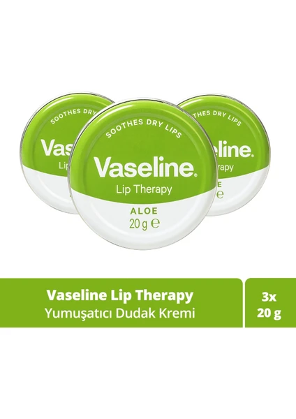 Lip Therapy Aloe Vera Yumuşatıcı Dudak Kremi 20 gr X3