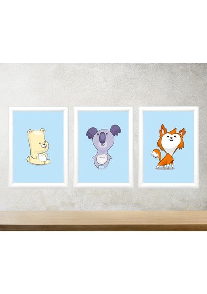 3'lü Çocuk Odası Poster Tablo Çerçeveli