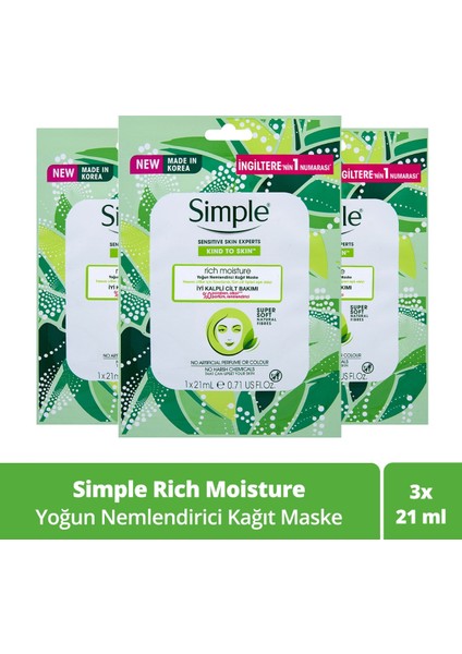 Yoğun Nemlendirici Kağıt Maske 21 ml X3