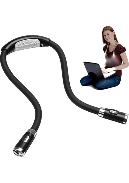 Taşınabilir U-Şekilli LED Esnek Handsfree Hug Boyun Okuma Lambası (Siyah) (Yurt Dışından)
