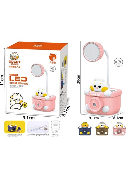 LED Mini Masa Lambası Öğrenci Yurdu Kalem Tutucu ile Keskin Kalem (103 Sessiz Mavi) (Yurt Dışından)