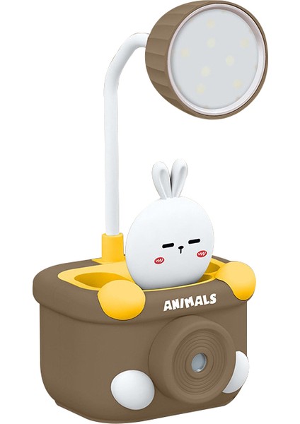 LED Mini Masa Lambası Öğrenci Yurdu Kalem Tutucu ile Keskinleştirmek Kalem (103 Ceviz Brown) (Yurt Dışından)