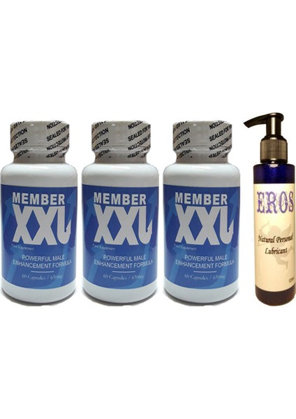 Member Xxl Erkeklere Özel 60LI 3 Adet + Eros Natural Personal Lubricant 125ML Lubricant Kayganlaştırıcı Jel